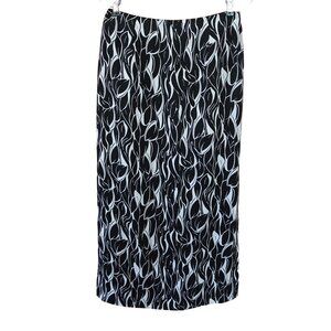 Black & White Silk maxi Skirt Size 4 abstract pattern whimsygoth office attire